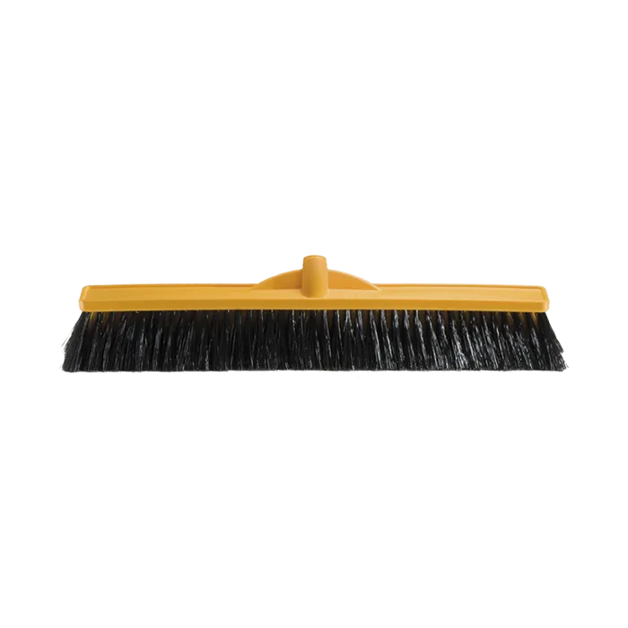 Broom Med/Stiff Poly 600mm Yellow Plastic Backed