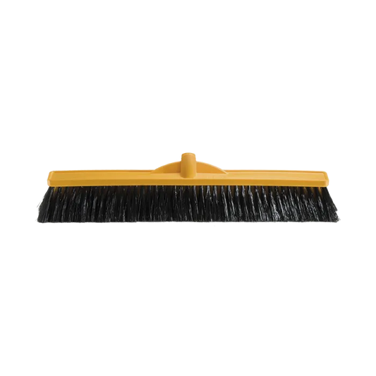 Broom Med/Stiff Poly 600mm Yellow Plastic Backed