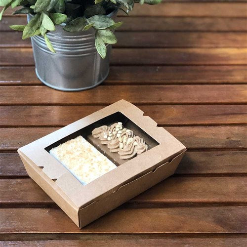 Salad Container Bamboo #1 Small + Window 50s Top-130 x 105mm Base-113 x 90mm 65mm