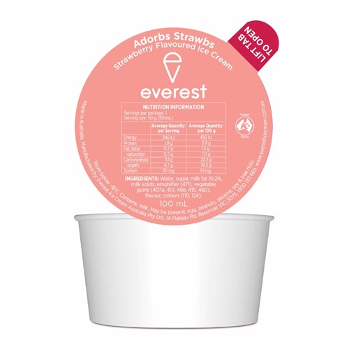 Ice Cream Cup Strawberry 24 x 100ml - Gluten Free (GF)