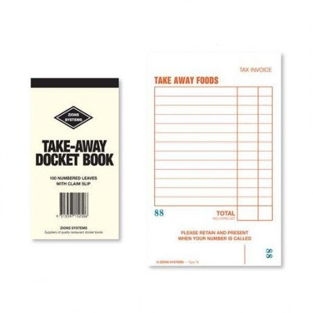 Take Away Docket Book with Claim Slip 100 Numbered Leaves