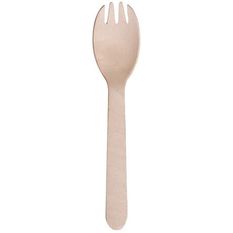 Cutlery Wooden Spork 100s - 160mm Long 100% FSC Certified